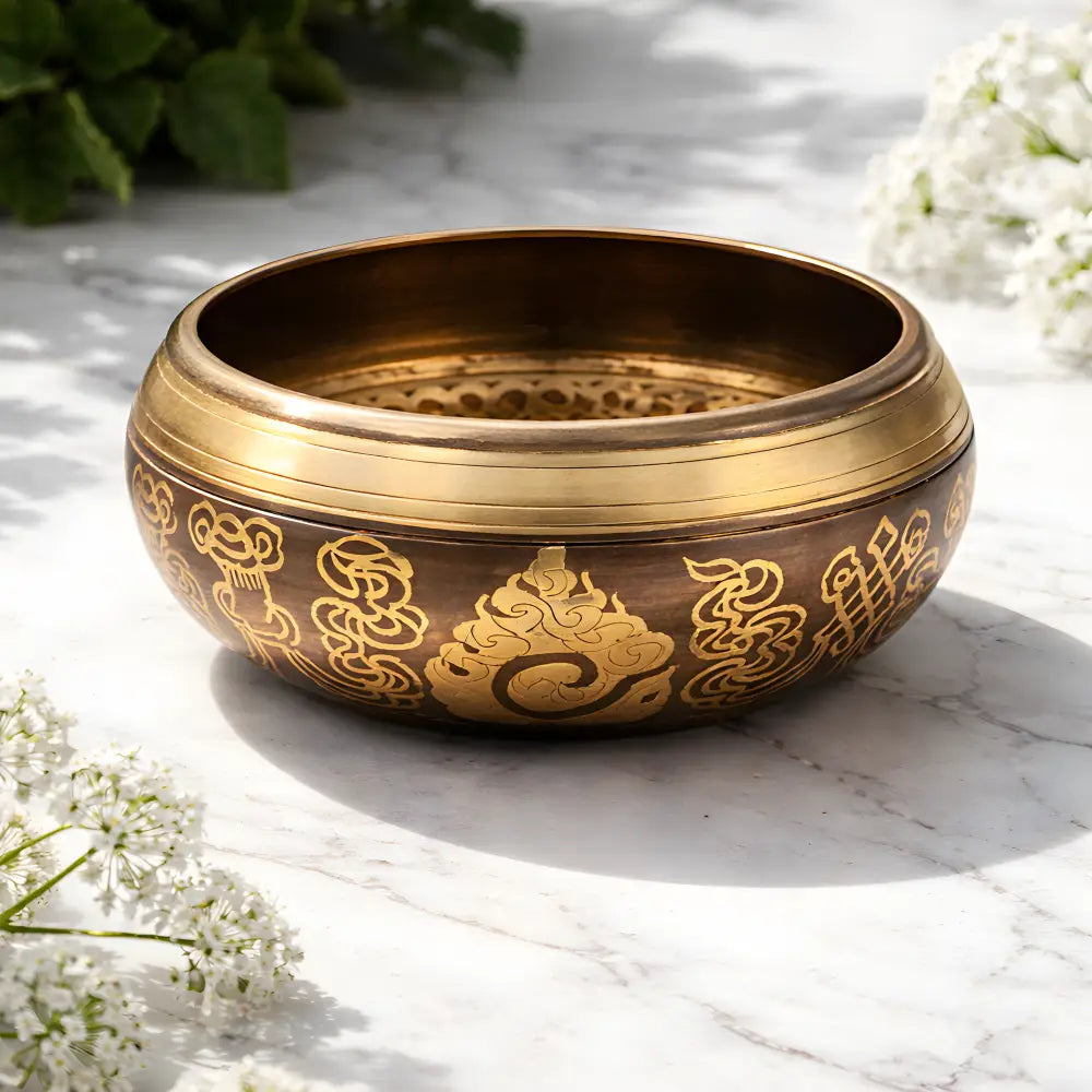Bol Chantant 5 Bouddhas – Harmonie Spirituelle & Éveil Intérieur (120 mm) - Bol chantant