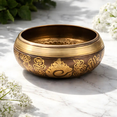 Bol Chantant 5 Bouddhas – Harmonie Spirituelle & Éveil Intérieur (120 mm) - Bol chantant