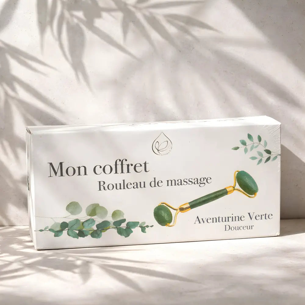 Coffret Rouleau de Massage en Aventurine Verte – Soin Visage & Bien-Être - Pierre et Cristaux